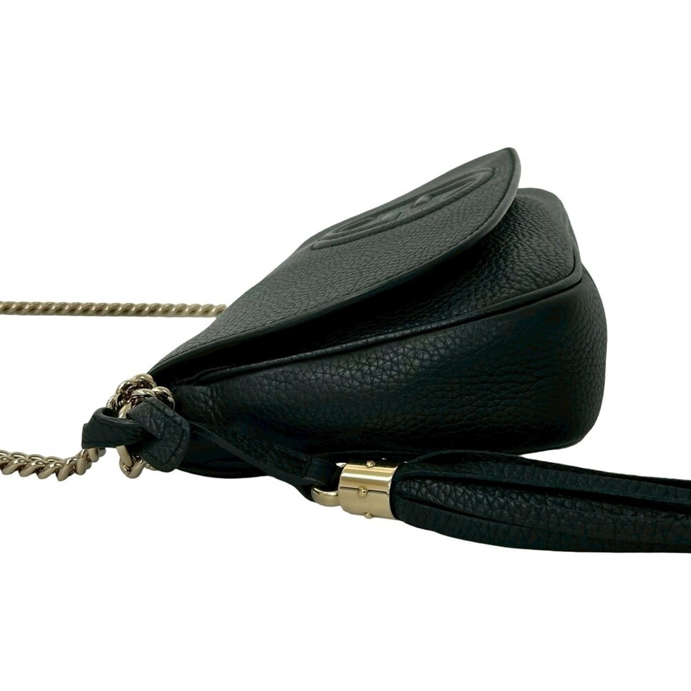 GUCCI Authentic Black Leather Shoulder Bag - Picture 5 of 10